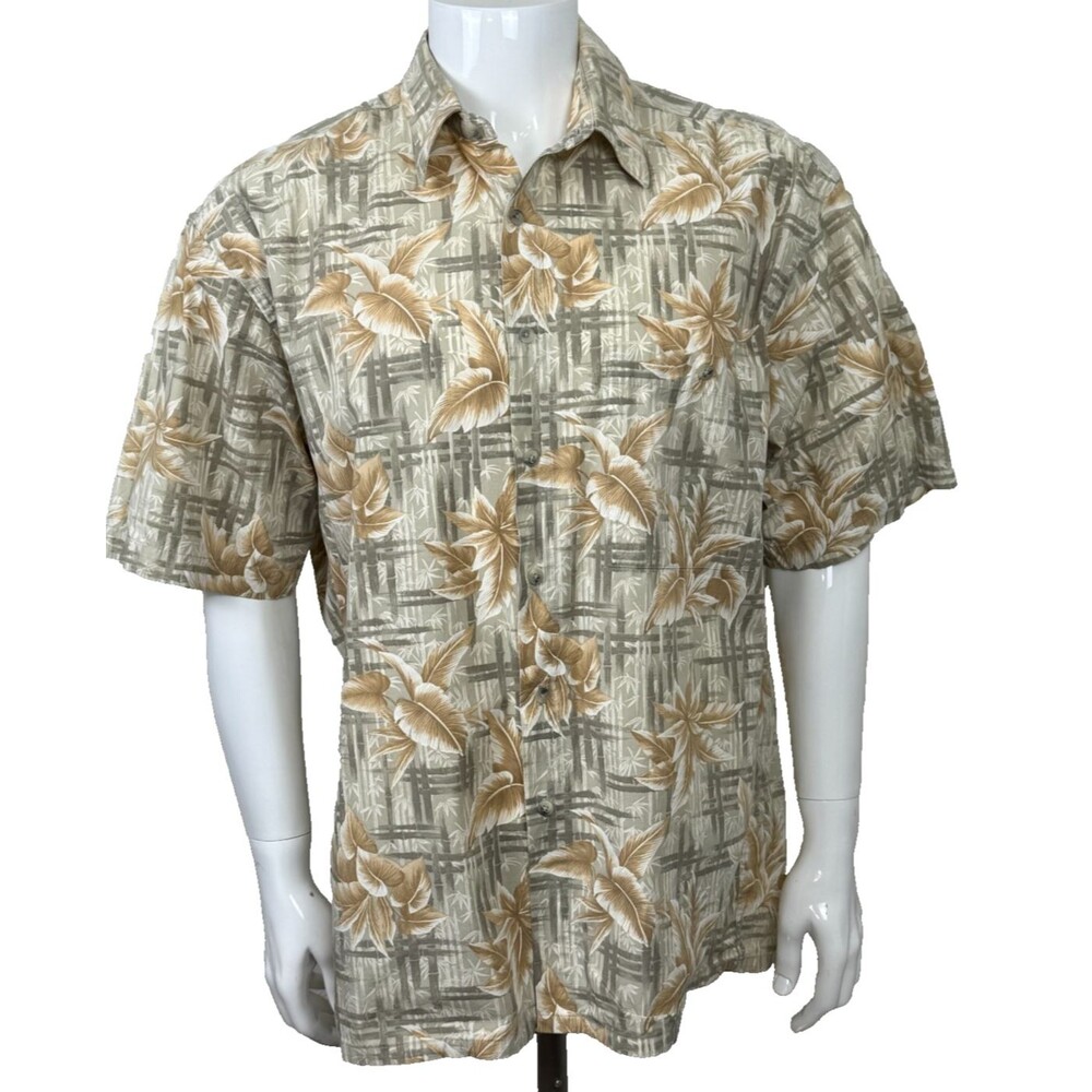 Vintage Pierre Cardin Hawaiian Shirt Large Tropical Bamboo Aloha Resort Cottonโ